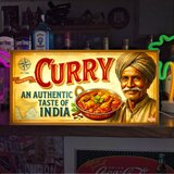 【オーダー無料】カレー 本場 スパイス香辛料 インド料理人 レストラン レトロ 店舗 自宅 照明 看板 置物 雑貨 ライトBOX