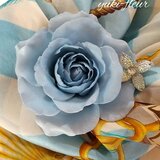 ★粘土の花[薔薇のコサージュ・ブルー]★