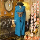 単衣着物リメイク セミロングワンピース／ドレス／洗える化繊 帯サッシュベルト 鉄紺の論理 × 三角のシグナル KW-1327