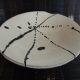 陶器　片口　白泥黒斑点模様　イッチン模様入り