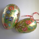 イースター エッグ 　紙の金卵2P　　「春の花」 ドイツヴィンテージ