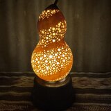 灯のしずく　天然ひょうたんランプ（電池式LED台座付き）