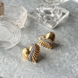 PA499-【 AVON 】エイボン・ヴィンテージピアス 1994 "Sparkle Heart" Gold Tone