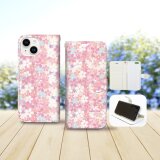 iPhone専用 手帳型スマホケース 【内側色：ホワイト仕様】カメラ穴有【桜・花明かり】
