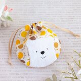 可愛い白くまのミニ巾着（チューリップ柄）