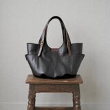 《受注制作》たっぷり入る丸底タックのトートバッグ