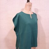 【2026新作♡】和紙素材で超快適♡スリットフレンチプルオーバー　マラカイトグリーン