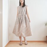 どこか懐かしい花柄のコットンフレンチワンピース  ピンク 　No.377