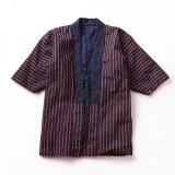 野良着 藍染襟 縞模様 木綿 昭和初期〜中期 ジャパンヴィンテージ 古布 リメイク素材