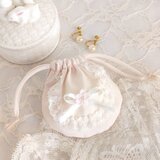 可愛いレースとリボンの桜色ミニ巾着