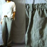 【受注制作】スレートグレー/天日干し40リネン　まっすぐパンツ