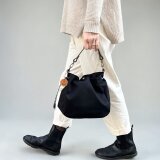 撥水加工で雨の日も安心！丈夫で可愛い巾着バッグ　 BALON mini：ブラック　 CORDURA撥水加工ナイロン