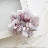 《ふんわりオパールに透ける花》☘️ピンパーネル ウィリアムモリス パステル ピンク ボリューム シュシュ ヘアゴム