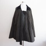 道中合羽 明治〜大正 ジャパンヴィンテージ｜木綿 縞模様 古布｜リバーシブル｜東北出｜紐留め・ビロード襟