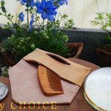 革のカシミヤ・ディアスキンのつげ櫛ケース（無染色）