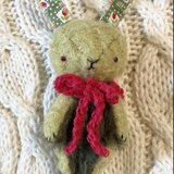 ウサギ（小）＊グリーン＊ハンドメイド＊ぬいぐるみspirit animal＊グラスアイ＊モヘア＊（検索）テディベア