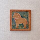 【受注制作】午年 馬の木彫り壁掛け ／ 干支・ドット絵・ハンドメイド