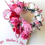 母の日フラワー  カーネーションと薔薇の母の日リース     mizwr-7