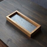 国産ひのきとレトロガラスのトレイ（昭和型ガラス：銀河）