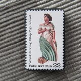 アメリカ1986年　フォークアート切手ブローチ 10894
