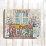 窓辺の風景(油絵0号、原画、スペイン)