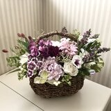 優しい色のフラワーアレンジメント　（造花、LLサイズ、１点もの、母の日、敬老の日、結婚祝い）