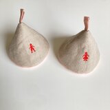 三角鍋つかみ２個セット*クロスステッチ*男の子と女の子