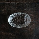 お刺身を盛り付けたくなる◆オーバル型波縁プレスガラス刺身皿　骨董/antiques 古民家　古道具　大正〜昭和初期　個体A