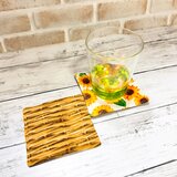 布コースター　【ひまわり②★白】２枚組