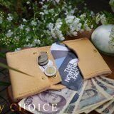 革のカシミヤ・ディアスキンのコンパクト２つ折り財布（無染色）