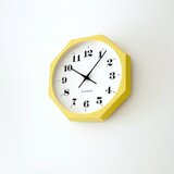KATOMOKU muku clock 12 八角形 イエロー km-97YE8 木製 無垢材