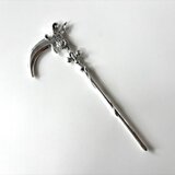 【訳あり・アウトレット品】かんざし　死神の鎌　黒　シルバー　武器　一本簪　洋風　普段使い　シンプル　成人式　卒業式
