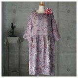絹のワンピース　ゆったり目　 ドロップショルダー　着物リメイク