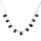 -Black spinel- silver BIB necklace