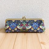 ウィリアムモリス　がま口ペンケース　口金18.5cm　いちご泥棒　ネイビー　706