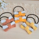 リボンヘアゴム｜さりげなくラメ入り｜茶キイロ系