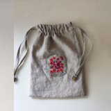 ハンガリー　パローツの刺繍　リネン巾着 No.1