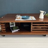 【送料無料】 ローテーブル 和風 木組格子形 車輪式120cm 70cm パイン ウォルナット