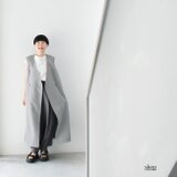 Vネックダブルブレストロングジレ：グレー［TO63BEGY］