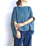 リネンバンドステッチプルオーバー（インクブルー）