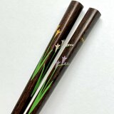 黒呂色漆の摺り漆箸 〈漆絵・フリージア〉