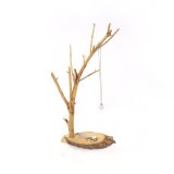 【温泉流木】湾曲する枝流木と皮付きイチョウ丸太のアクセサリースタンド フックスタンド 流木インテリア
