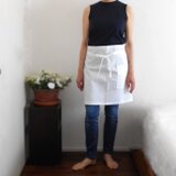 コットンリネンのショートエプロン【白】