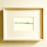 原画「山のある景色」 ※木製額縁入り（インチサイズ）水彩・風景画・イラスト・送料無料