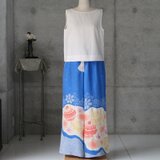 絞りのワイドパンツ  Lサイズ　着物リメイク