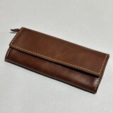 【在庫品】ラクダ革のシンプルな長財布（マチ付小銭入れ）