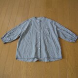 木綿の8分袖ブラウス　黒ギンガム