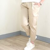 美シルエット✨コットンテーパードタックパンツ
