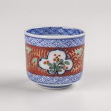 大聖寺伊万里 染錦草花文 猪口 筒向付 明治時代 E1923B
