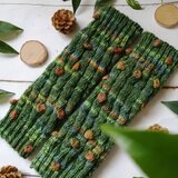 【Ｍ】緑の原、草の実〜オパール毛糸のスパイラル編みレッグウォーマー
